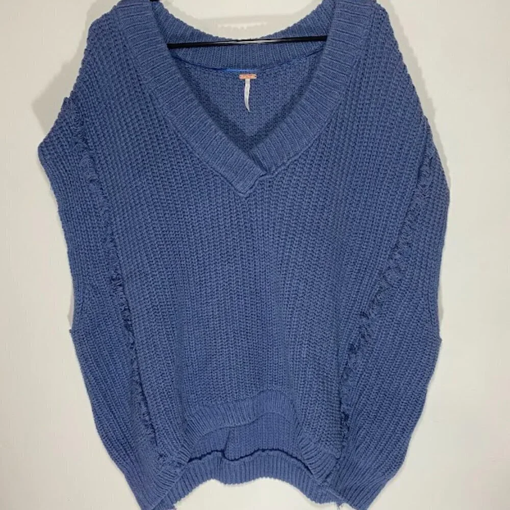 Free People Clyde V-Neck Chunky Oversized Sweater